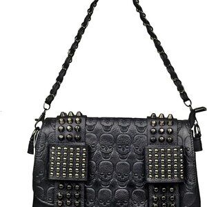 Gothic Women Black Shoulder Handbag Crossbody bag Purse